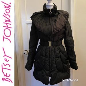 Betsey Johnson Black Belted Puffer Jacket